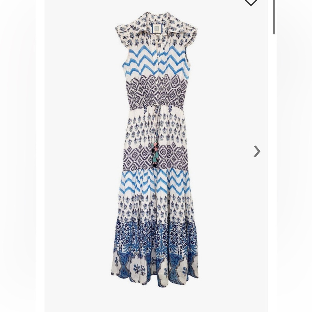 -B4 BELL Blue‎ Drawstring Bree Maxi Dress